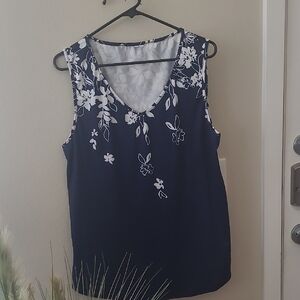 Elegant Navy Floral Sleeveless Top